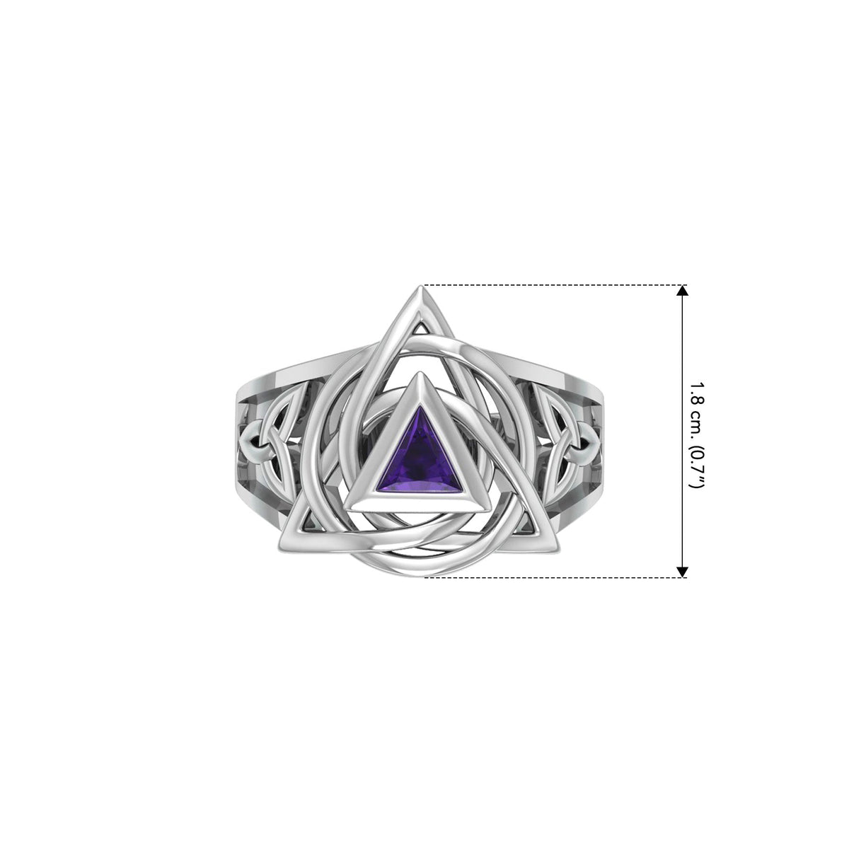 Peter Stone Celtic Triquetra Sterling Silver Ring With AA Recovery Gemstone For Resilience And Recovery