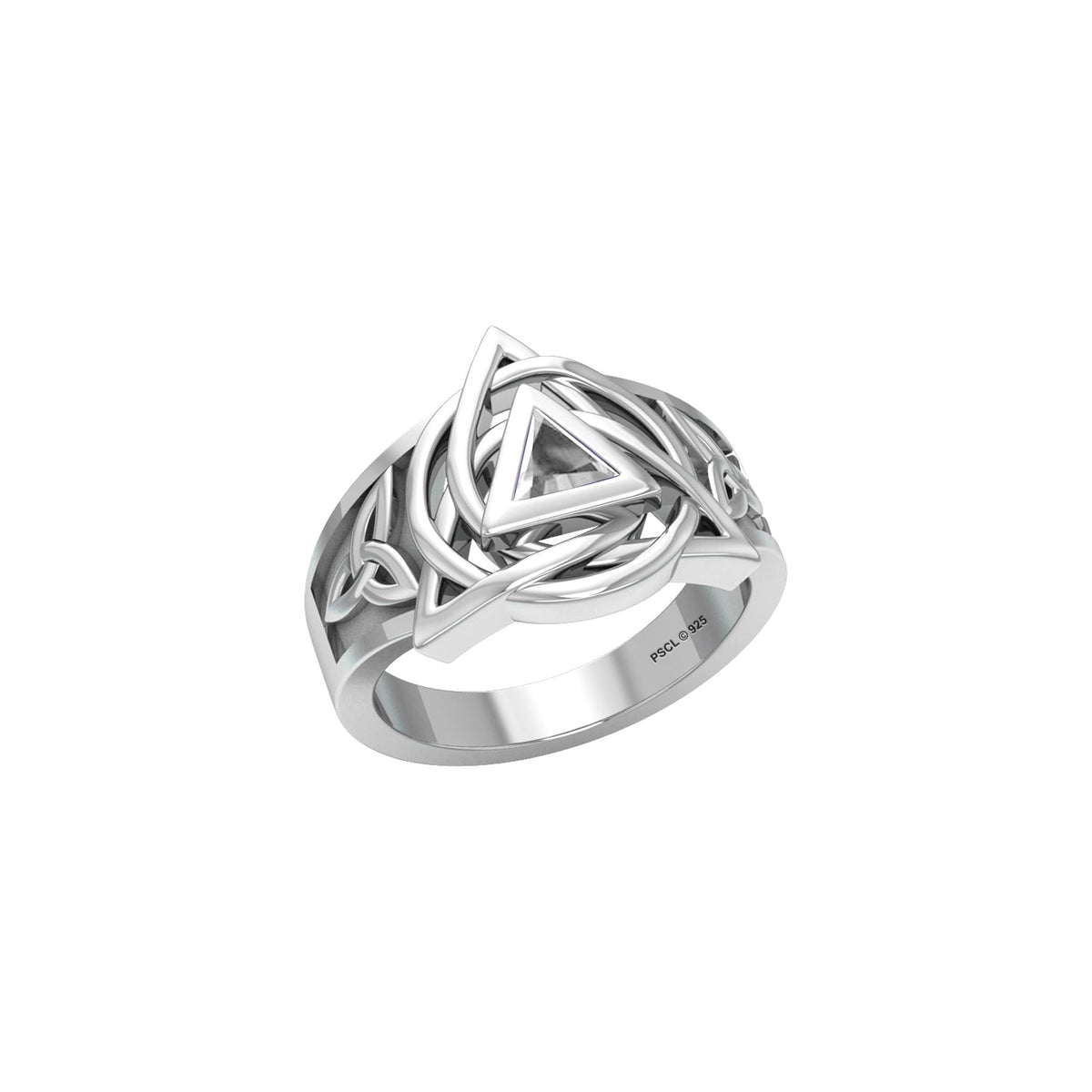 Peter Stone Celtic Triquetra Sterling Silver Ring With AA Recovery Gemstone For Resilience And Recovery