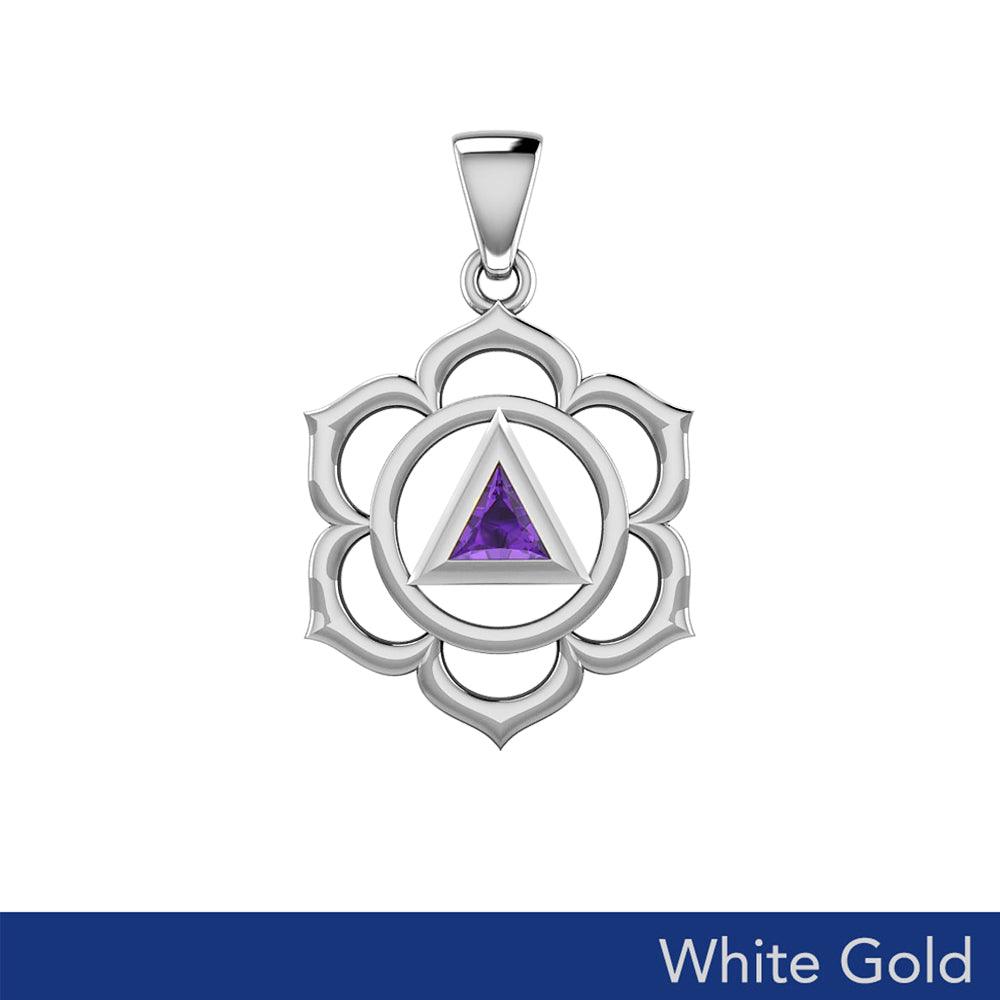 Chakra Recovery Pendant Solid White Gold with Gemstone