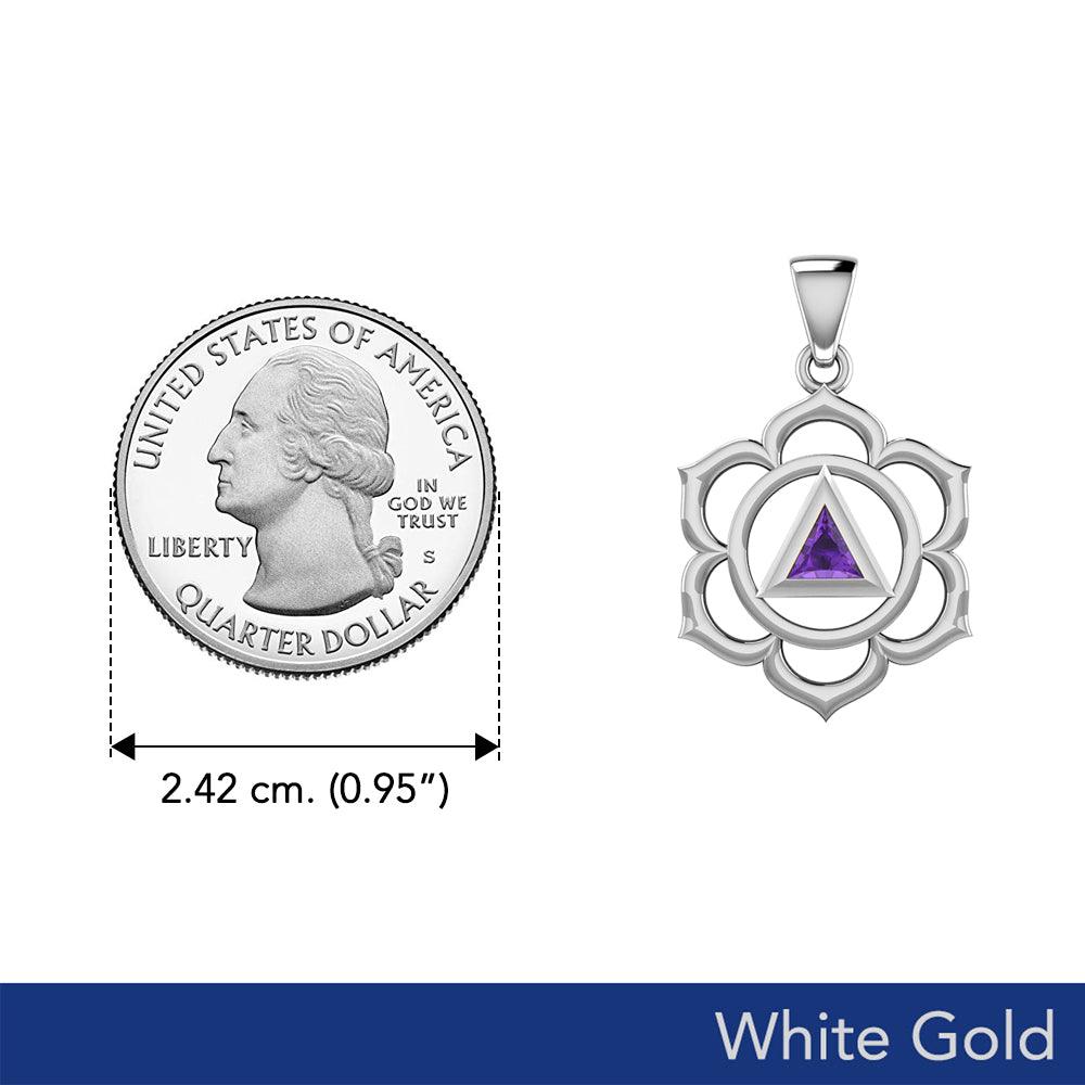 Chakra Recovery Pendant Solid White Gold with Gemstone