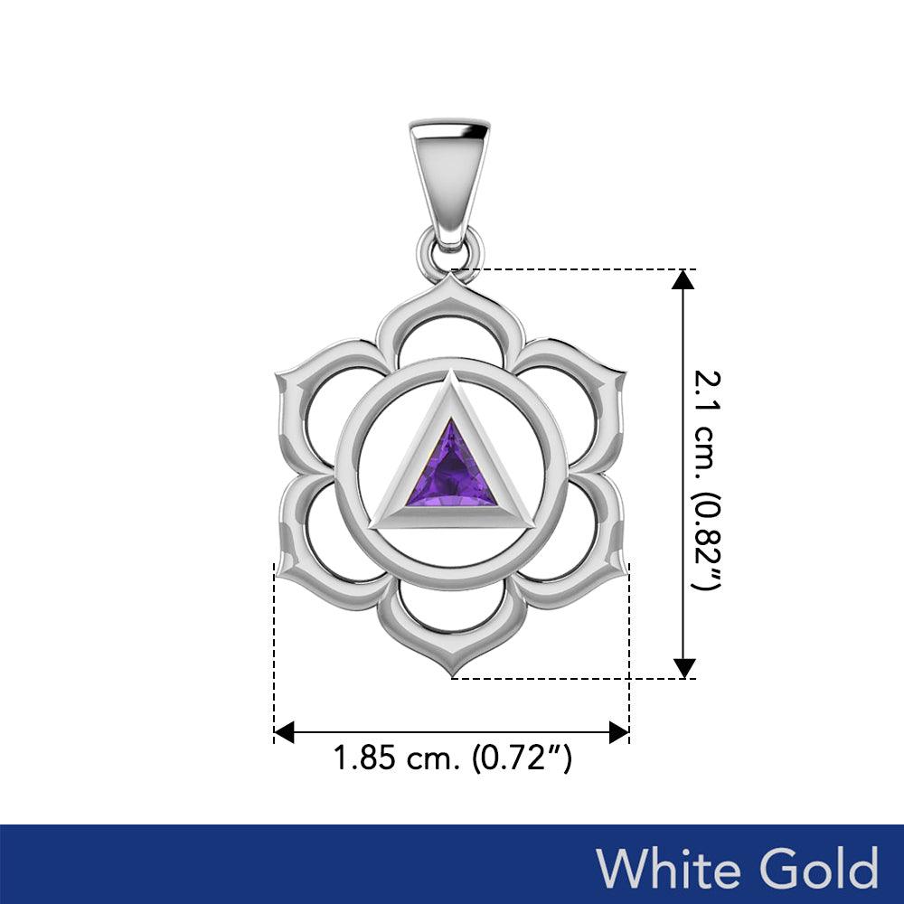 Chakra Recovery Pendant Solid White Gold with Gemstone