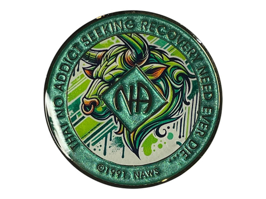 Colorful NA Medallion | Custom Narcotics Anonymous Recovery Coin | Unique Sobriety Gifts | Zodiac Recovery Medallion | Taurus NA Coin