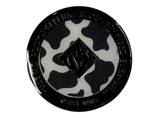 Colorful NA Medallion | Custom Narcotics Anonymous Recovery Coin | Unique Sobriety Gifts | Cow Print Recovery Medallion