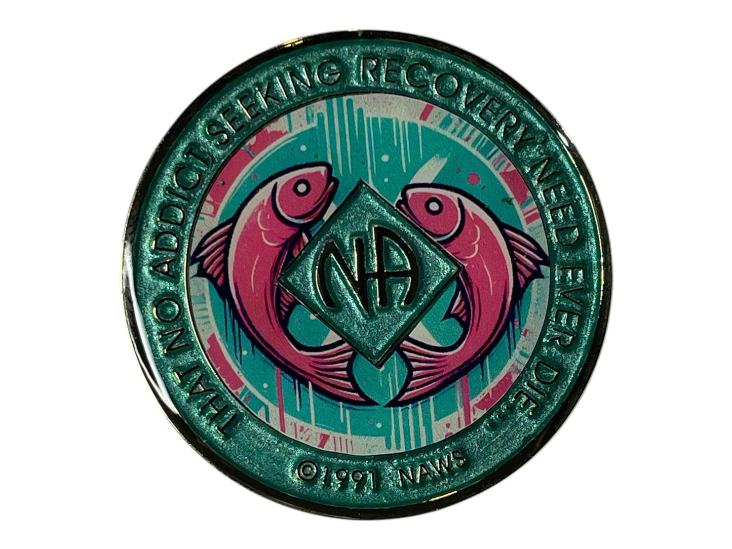 Colorful NA Medallion | Custom Narcotics Anonymous Recovery Coin | Unique Sobriety Gifts | Zodiac Recovery Medallion | Pisces NA Coin