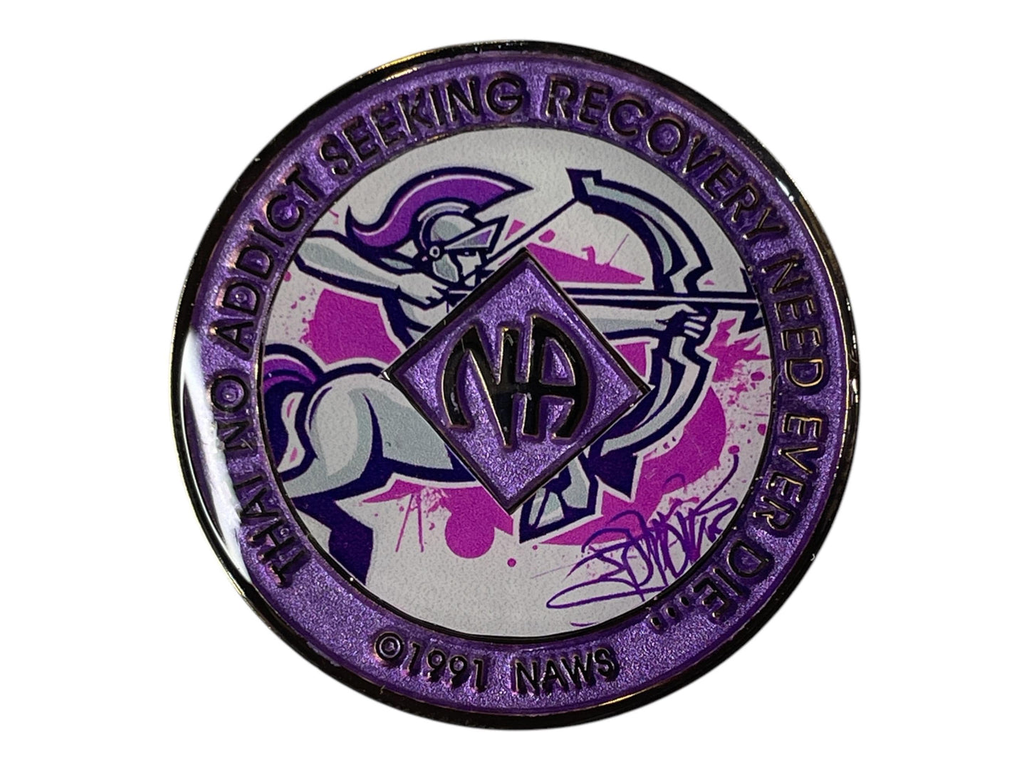 Colorful NA Medallion | Custom Narcotics Anonymous Recovery Coin | Unique Sobriety Gifts | Zodiac Recovery Medallion | Sagittarius NA Coin