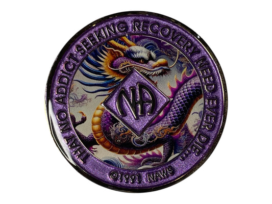 Artistic Narcotics Anonymous Medallion | Custom NA Recovery Coin | Anniversary Milestone Gift | Chinese Dragon Recovery Medallion