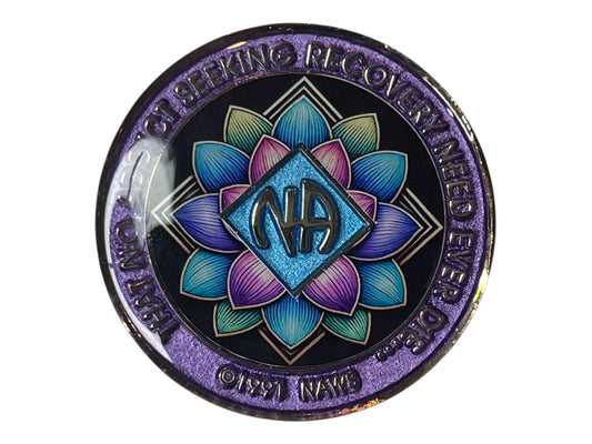 Vibrant Lotus 12-Step Medallion | Personalized Clean Time Token