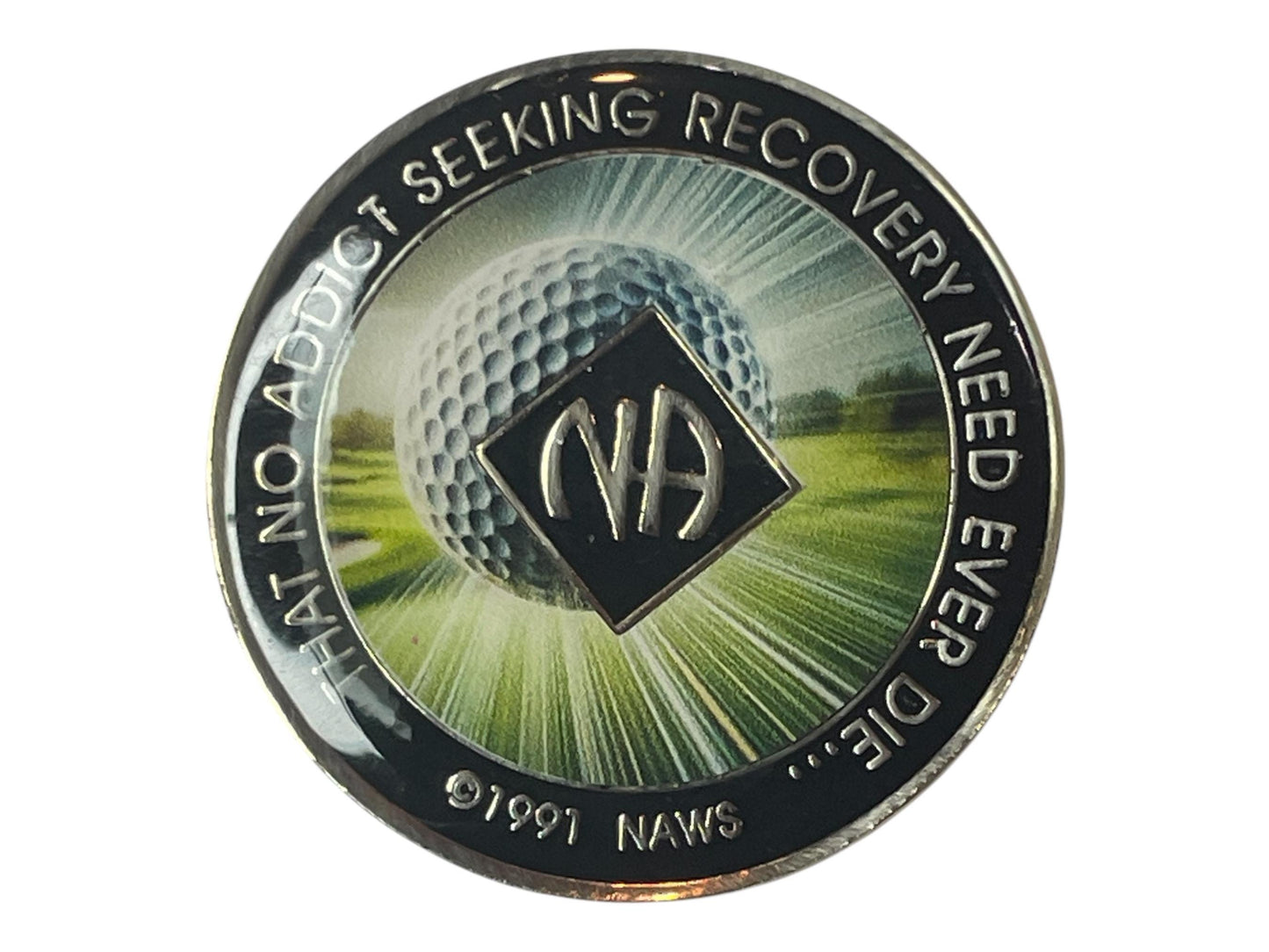 Golf-Themed NA Recovery Medallion – Custom Sobriety Coin, Personalized Clean Time Chip
