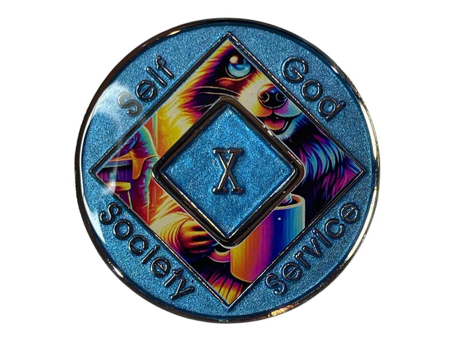 Coffee Raccoon NA Medallion: Narcotics Anonymous Recovery Token | Bronze Sobriety Coin