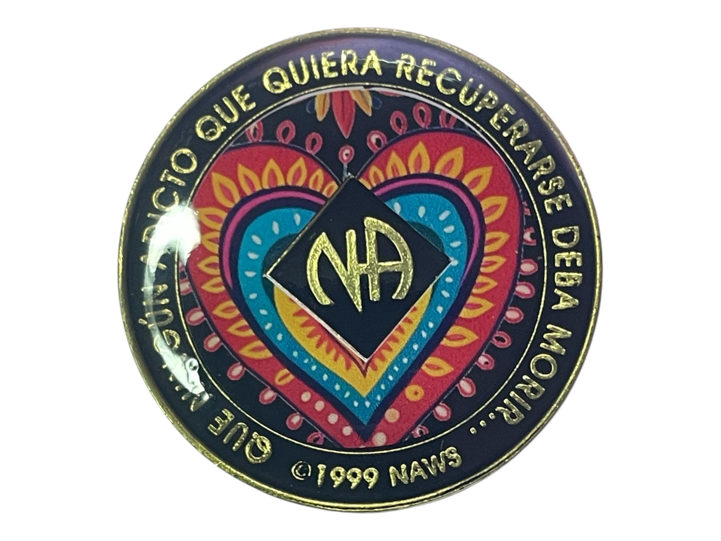 Spanish NA Recovery Medallion: Handmade Resin Narcotics Anonymous Chip