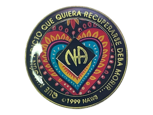 Spanish NA Recovery Medallion: Handmade Resin Narcotics Anonymous Chip