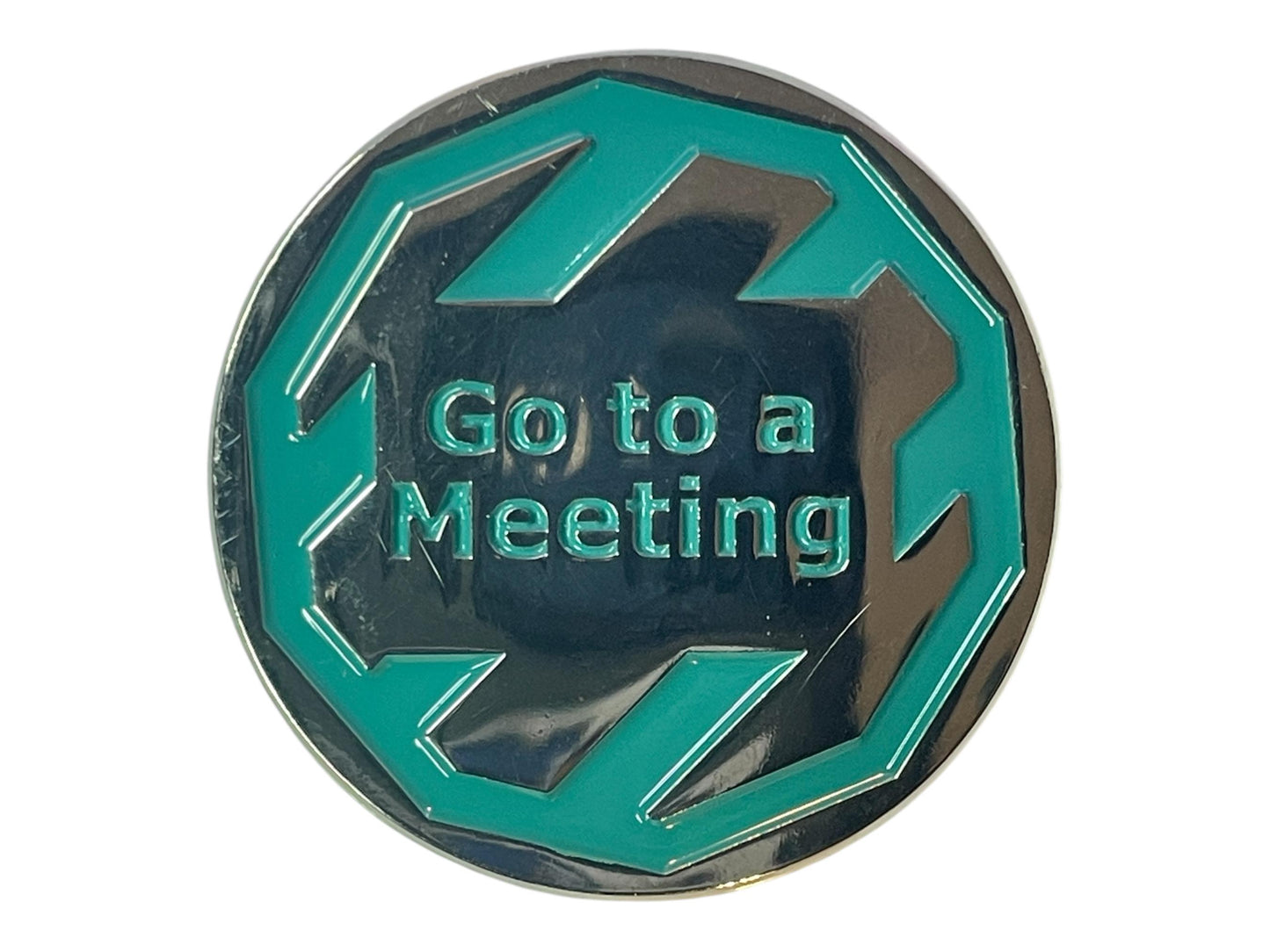 Recovery Decision Coin: Go to Meeting / Call Sponsor | Silver Finish with Emerald Green Enamel