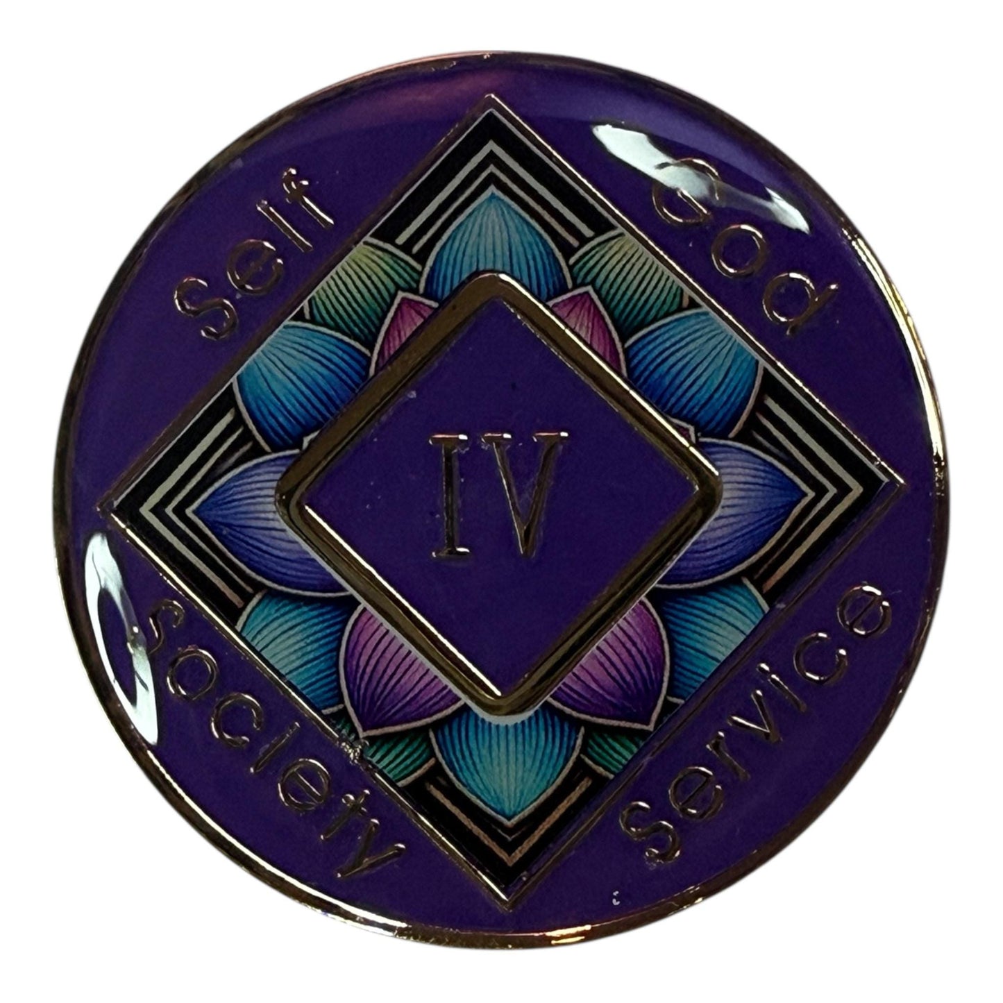Lotus Flower NA Medallion – Narcotics Anonymous Sobriety Chip – Bronze Spiritual Recovery Token