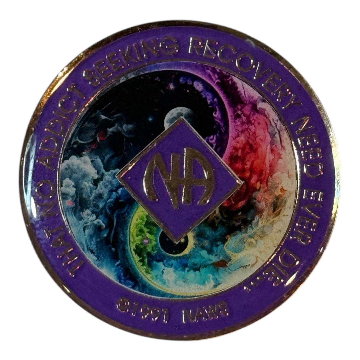 Universe Yin Yang Narcotics Anonymous Recovery Medallion | Bronze Sobriety Token
