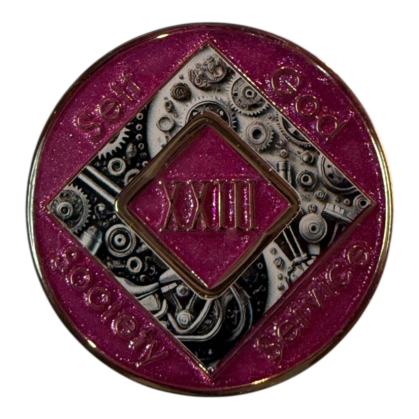 Custom 12-Step Medallion | Personalized Clean Time Token| Ying Yang  Gear Design