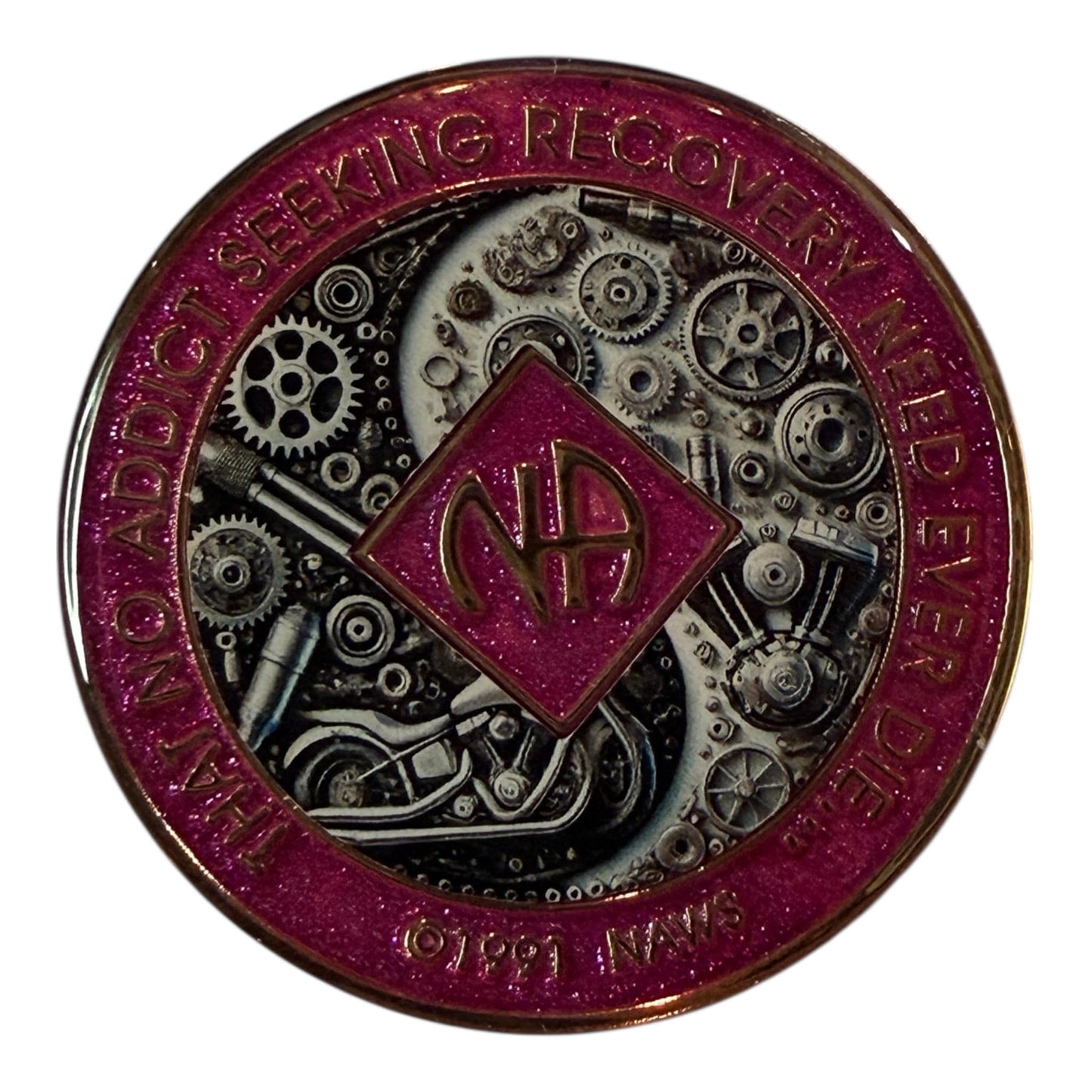 Custom 12-Step Medallion | Personalized Clean Time Token| Ying Yang  Gear Design