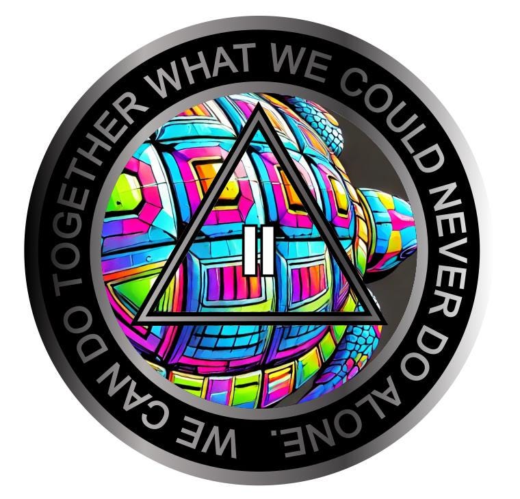 Colorful Turtle AA Medallion | Vibrant Stained Glass Design | Sobriety Token | Recovery Coin