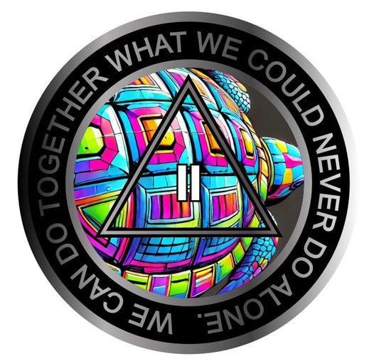 Colorful Turtle AA Medallion | Vibrant Stained Glass Design | Sobriety Token | Recovery Coin