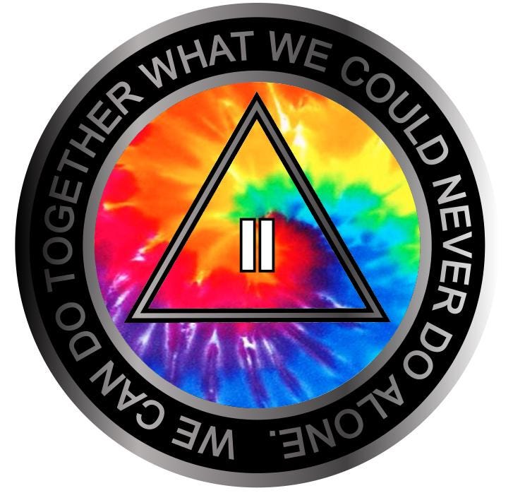 Tie-Dye AA Medallion – Retro Rainbow Recovery Chip with Resin Finish