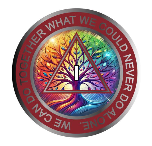 Colorful Tree of Life AA Chip: Serenity Prayer | Silver Finish