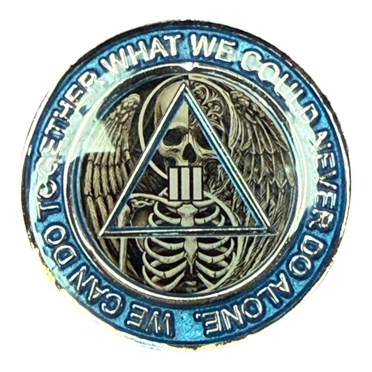 Skeleton Angel AA Medallion Sobriety Chip | Sober Milestone - Resin Finish