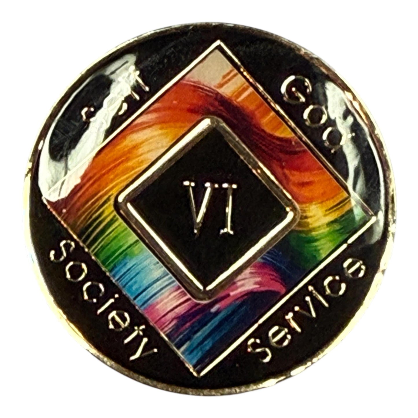 Rainbow Brushstroke NA Recovery Medallion: Custom Clean Time Chip