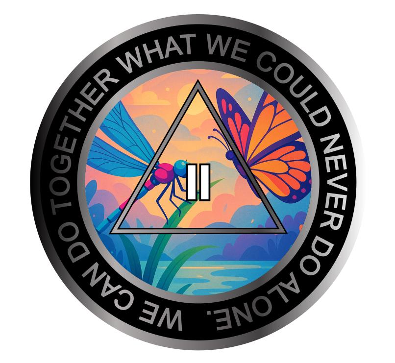 Dragonfly & Butterfly AA Recovery Coin – "We Can Do Together" – Serenity Prayer Back - Resin Finish