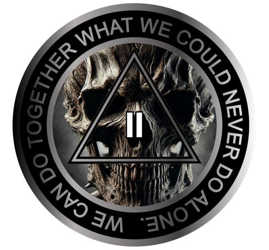 Gothic Skull AA Medallion – Dark Warrior Sobriety Chip- Resin Finish