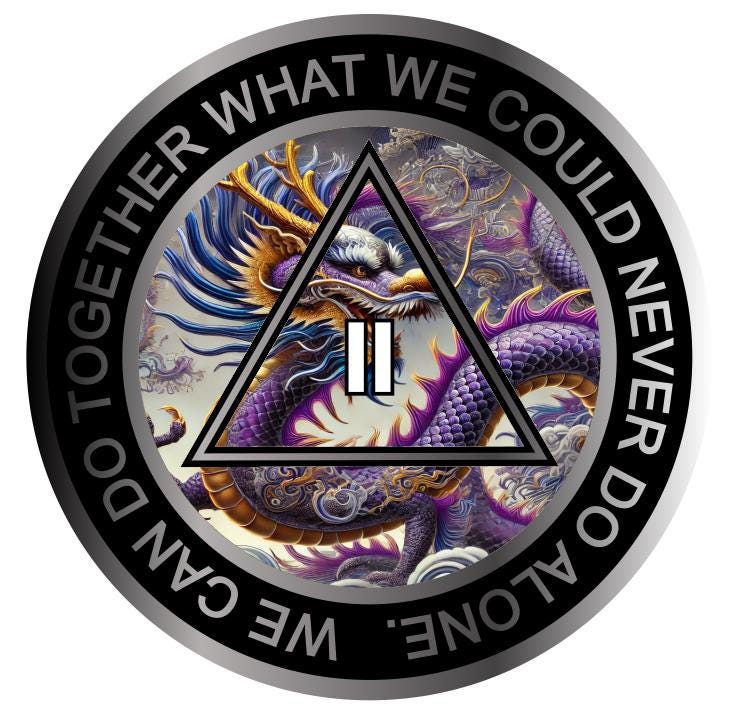 Eastern Dragon AA Medallion – Powerful Sobriety Chip with Serenity Prayer - Silver Finish