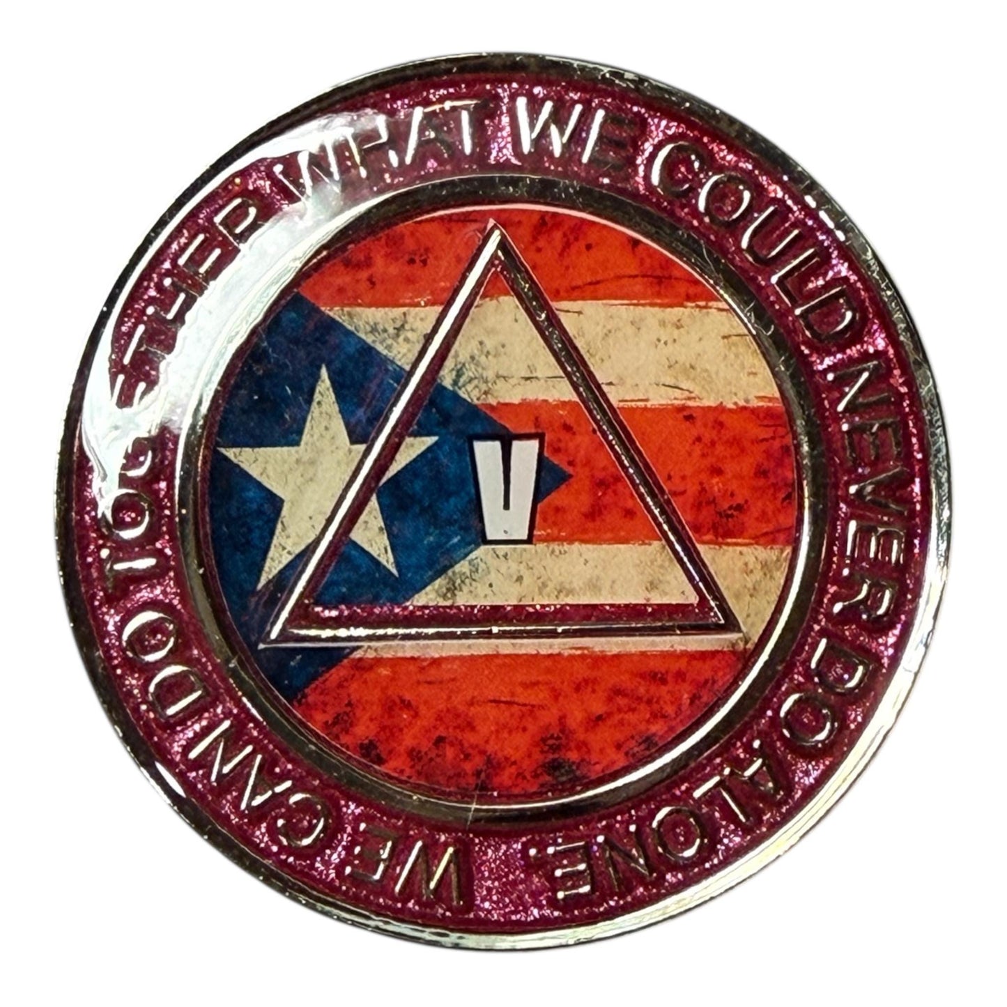 Puerto Rico AA Medallion – Clean Time Sobriety Chip – Alcoholics Anonymous Recovery Token