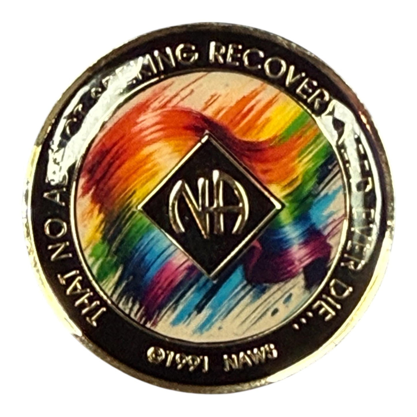 Rainbow Brushstroke NA Recovery Medallion: Custom Clean Time Chip