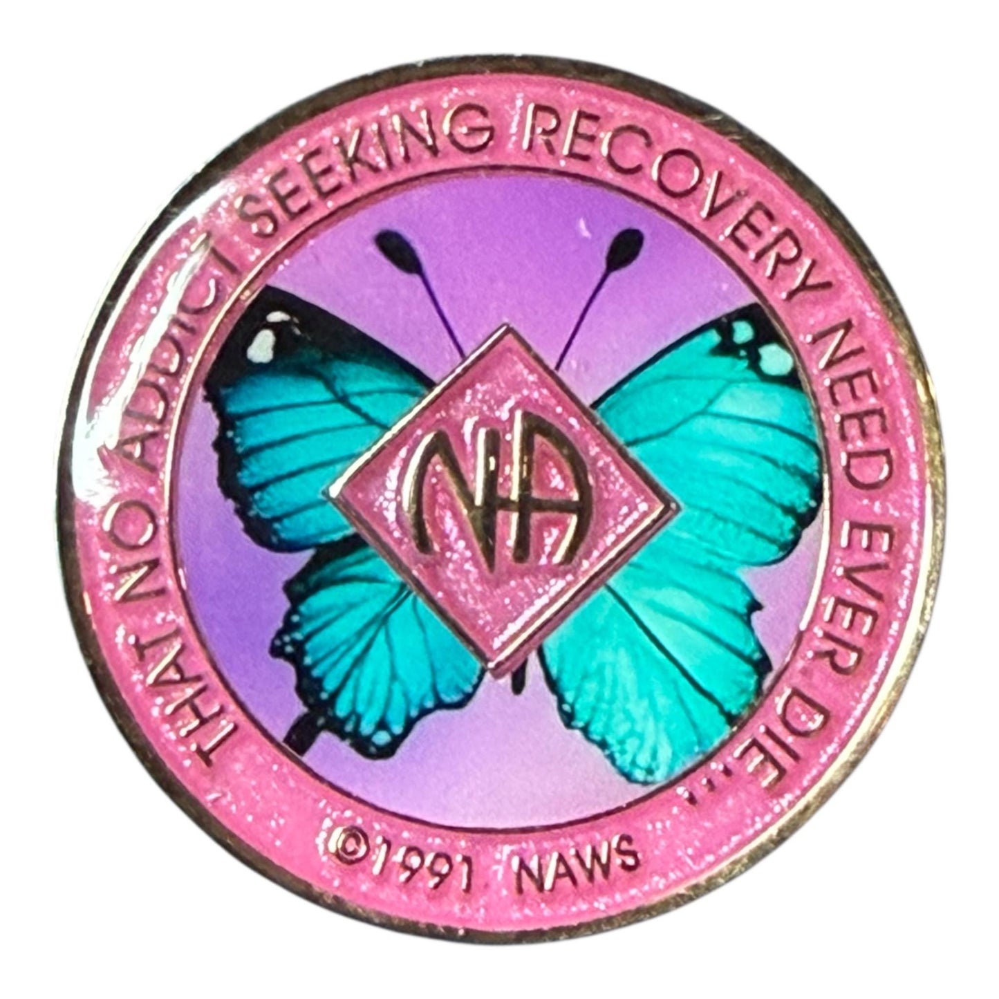 Teal Butterfly NA Medallion – 34mm Recovery Coin