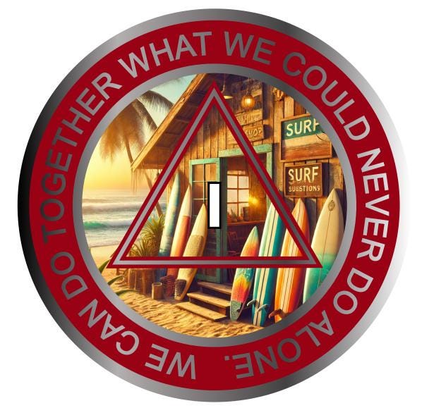 Surf Shack AA Sobriety Medallion – Alcoholics Anonymous Chip