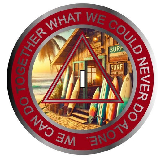 Surf Shack AA Sobriety Medallion – Red