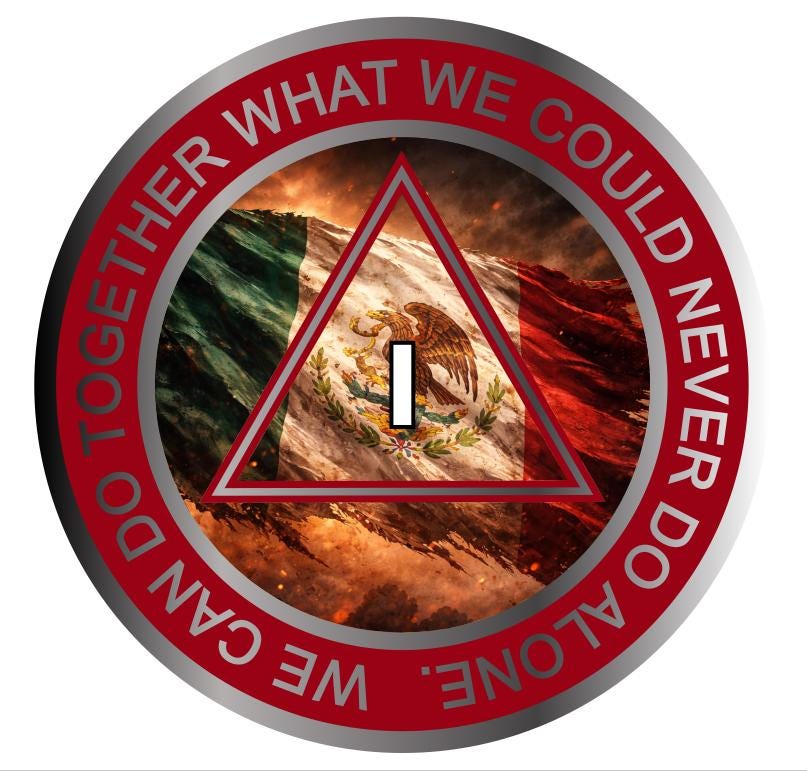 Mexico Flag AA Medallion – Custom Year Sobriety Chip with Serenity Prayer Back