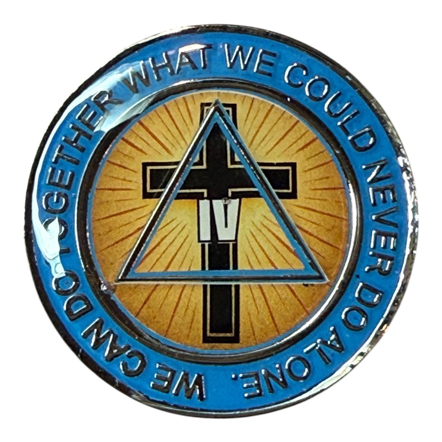 Christian Cross AA Sobriety Medallion – Faith-Based Recovery Chip with Serenity Prayer - Resin Finish