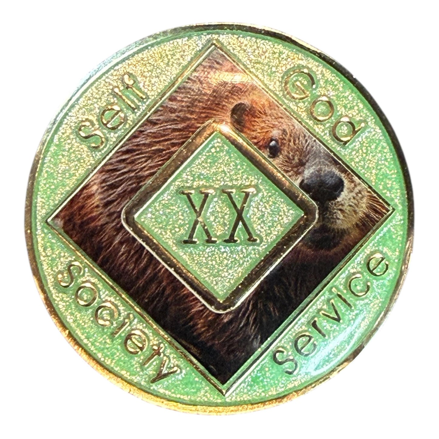 NA Medallion – Beaver Graphic | 34mm Sobriety Token | Narcotics Anonymous Recovery Chip | Resin Finish