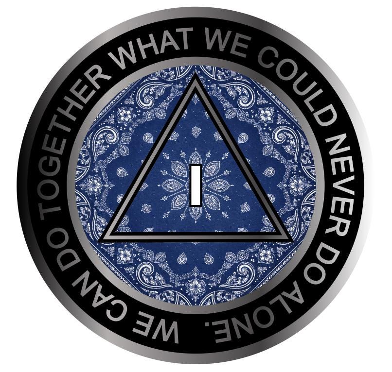 AA Blue Bandana Sobriety Medallion – Custom Recovery Coin