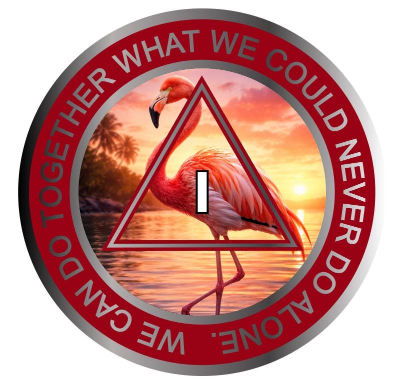 Flamingo Recovery Medallion – Alcoholics Anonymous AA Sobriety Chip – Choose Your Year