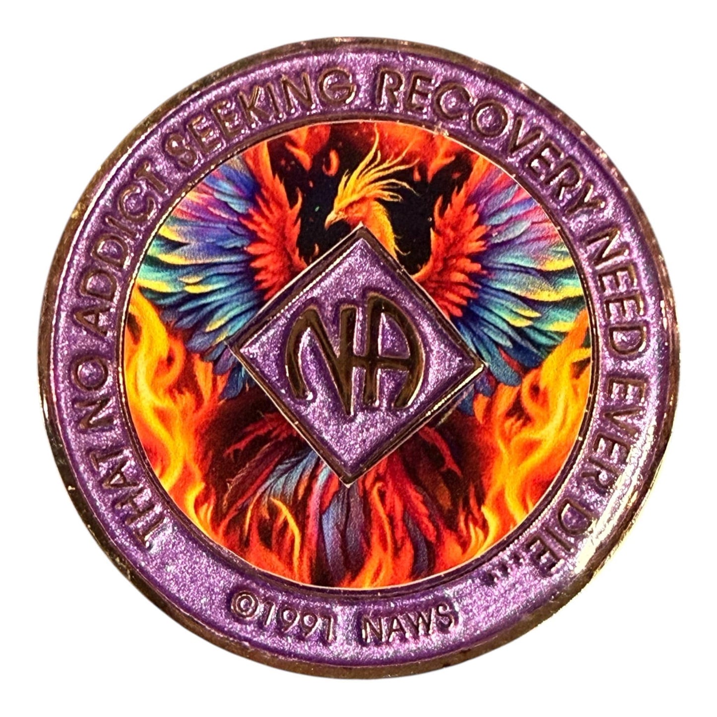 Phoenix NA Medallion - Narcotics Anonymous Sobriety Coin - Custom Recovery Chip - Milestone Clean Time Token