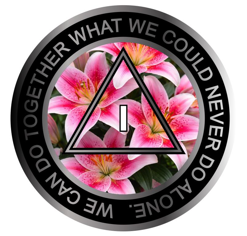 Pink Lily AA Medallion | Floral Sobriety Chip | Recovery Token | Alcoholics Anonymous Chip