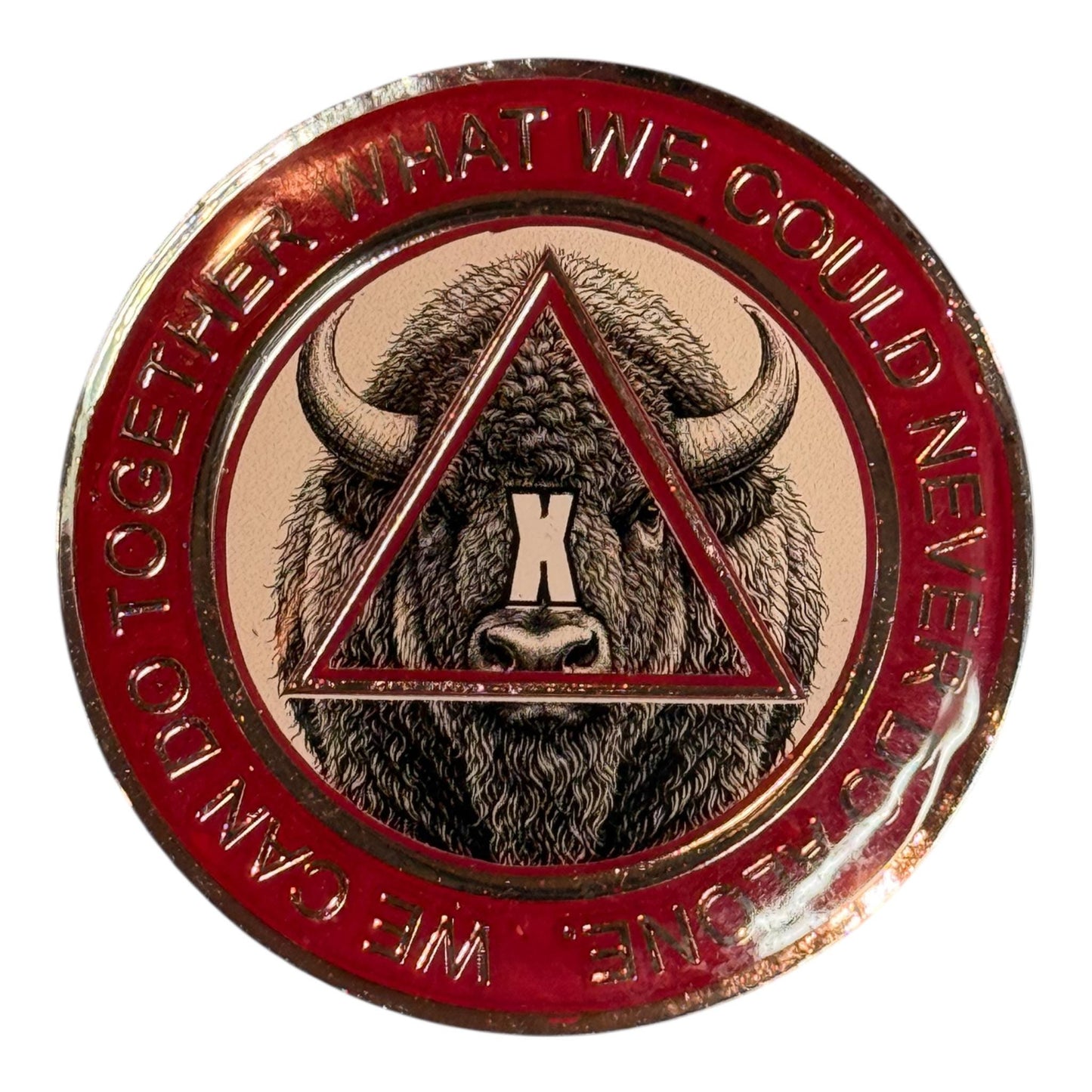 Handmade AA Medallion – Buffalo Theme – 38mm Anniversary Recovery Chip