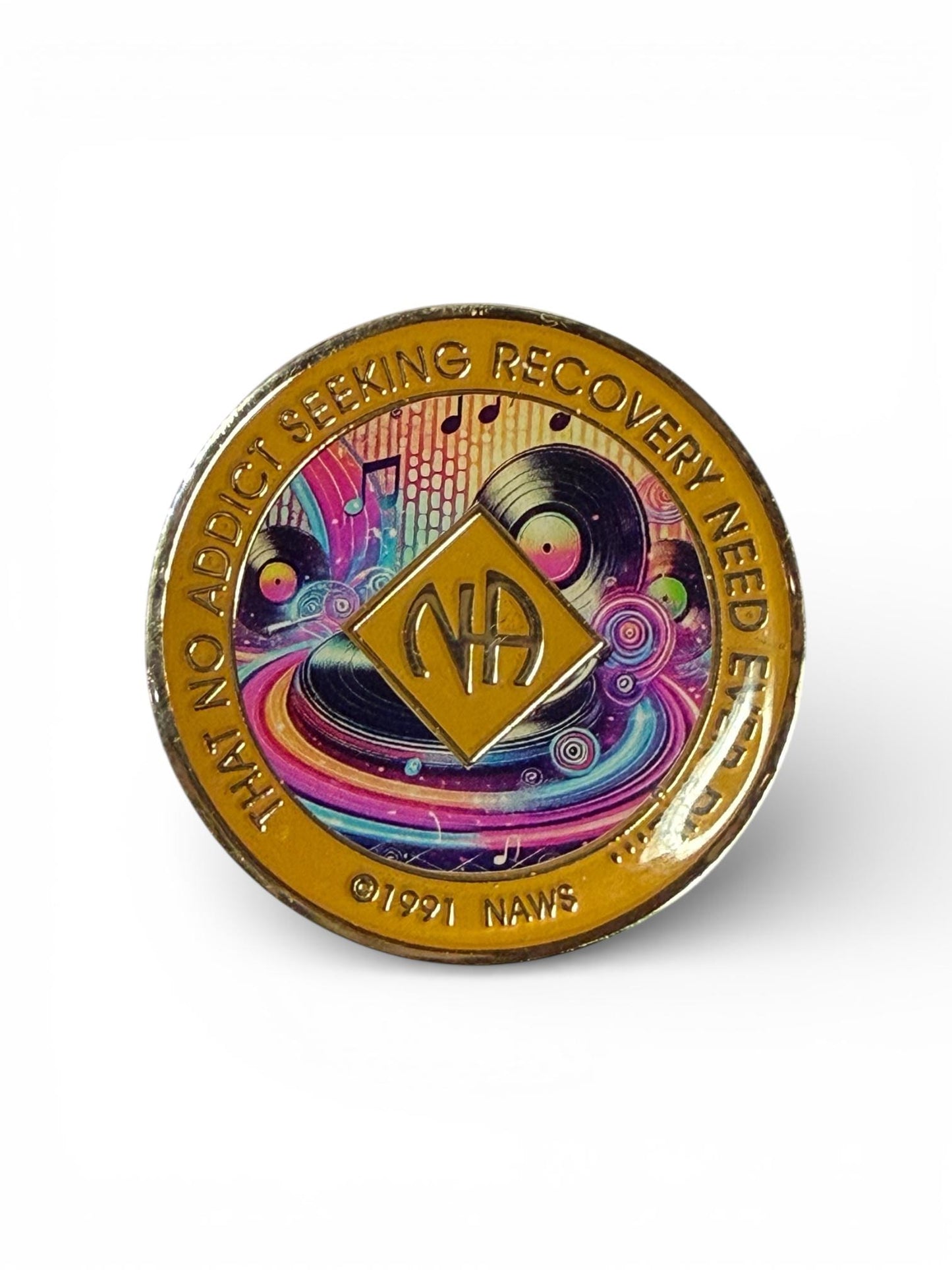 Music-Themed NA Medallion: Narcotics Anonymous Sobriety Gift | Bronze Recovery Token