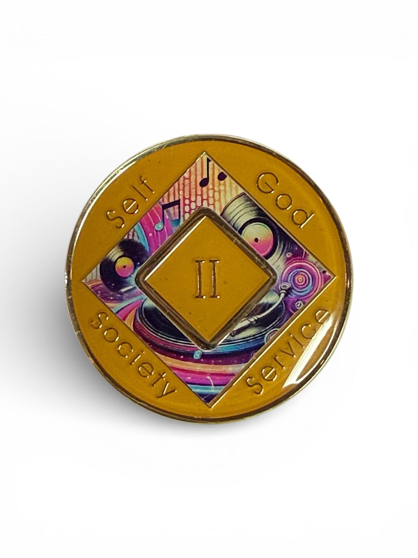 Music-Themed NA Medallion: Narcotics Anonymous Sobriety Gift | Bronze Recovery Token
