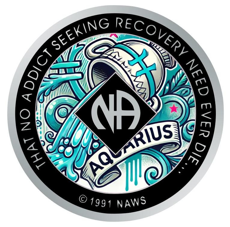 NA Zodiac Medallion – Aquarius – Recovery Chip