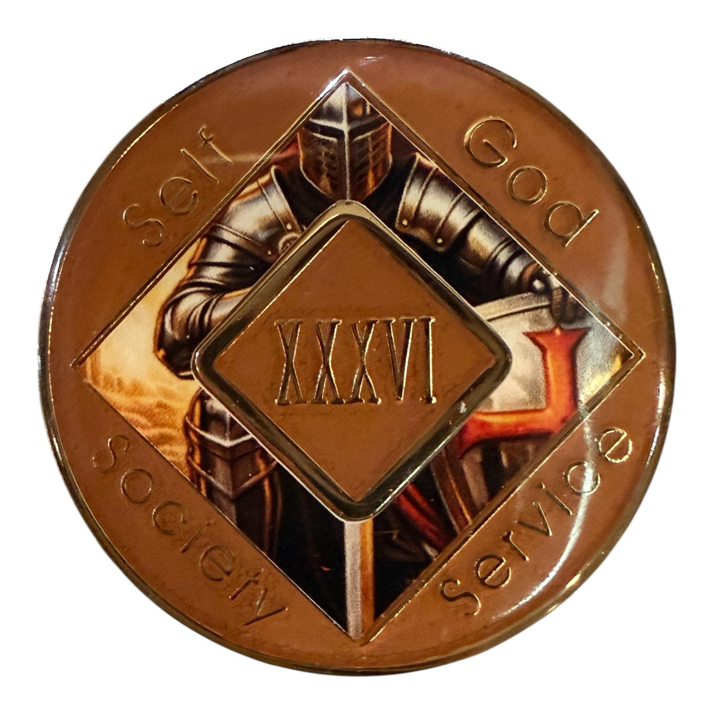 Sacred Warrior NA Medallion – Knight of Faith Sobriety Chip | Resin Finish