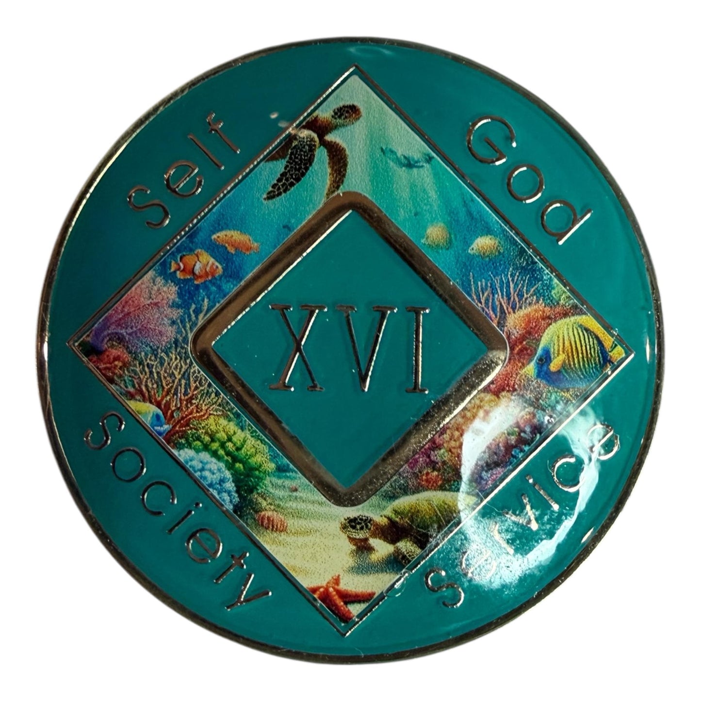 Ocean Turtle NA Recovery Medallion: Custom Clean Time Sobriety Token