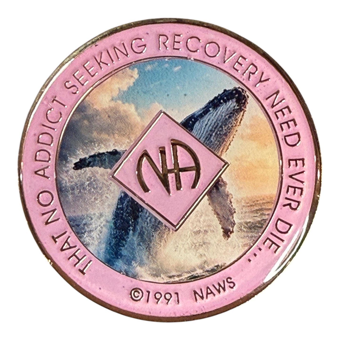 Whale-Themed NA Medallion | Ocean Strength Recovery Chip | Handcrafted NA Coin for Milestones