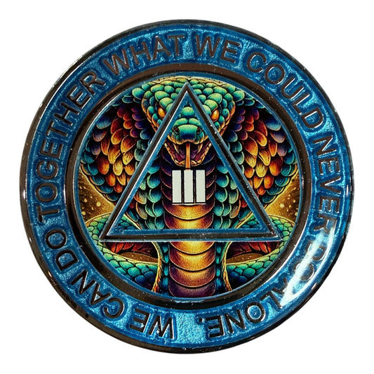 Cobra AA Recovery Medallion – Power, Protection & Transformation Sobriety Chip with Serenity Prayer