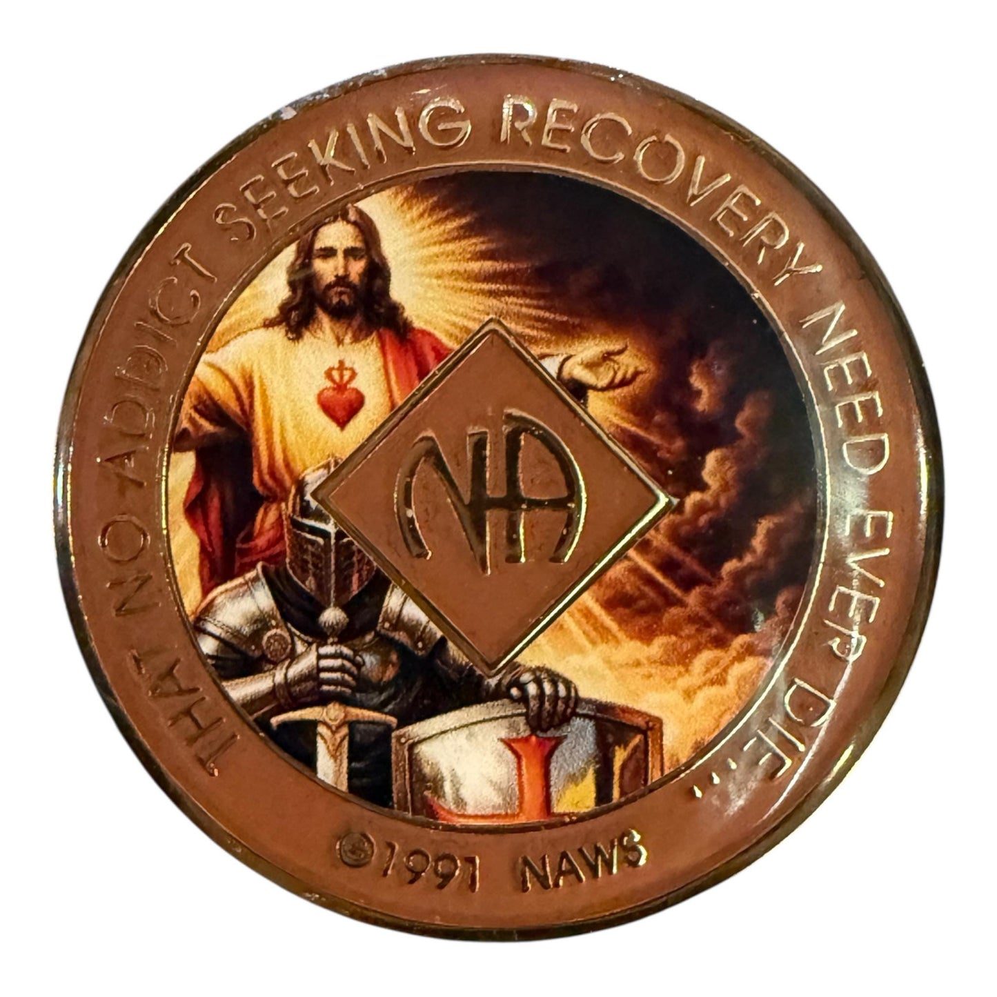 Sacred Warrior NA Medallion – Knight of Faith Sobriety Chip | Resin Finish